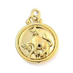 Taurus 304 Stainless Steel Pendants Rhinestone Settings, Round with Constellations, Taurus, 20.5x17x3.5mm, Hole: 3.5x2mm, Fit for 0.9mm Rhinestone