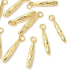 Golden SHEGRACE Brass Pendants, Stick Charms, Cadmium Free & Lead Free & Nickel Free, Golden, 22x4mm, Hole: 3mm