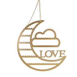 Золотой Железные ювелирные изделия в форме луны, подвесные витрины для колец, Серьги, , украшение стены дома, золотые, 30x28x0.2 см