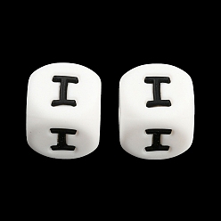 Letter I 20Pcs White Cube Letter Silicone Beads 12x12x12mm Square Dice Alphabet Beads with 2mm Hole Spacer Loose Letter Beads for Bracelet Necklace Jewelry Making, Letter.I, 12mm, Hole: 2mm