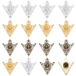 (52) Непрозрачная лаванда 6пары 3цветные треугольные значки из сплава, булавка для воротника рюкзака, разноцветные, 38x34 мм, 2 пар / цвет