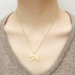 Медведь 304 ожерелья с подвесками из нержавеющей стали для женщин, золотые, медведь, 17.72 дюйм (45 см)