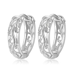 Платина Серьги-кольца из латуни дракона для женщин, платина, 16.08 мм