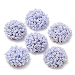 лаванда Стеклянные кабошоны из бисера, кассетные шарики, с золотыми позолоченными перфорированными дисками, полукруглый, красочный, 19.5x9 мм