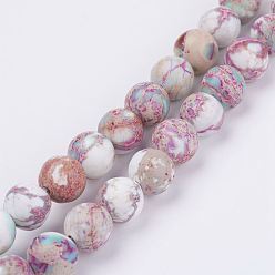 Plum Natural Imperial Jasper Beads Strands, Dyed, Round, Plum, 8.5mm, Hole: 1mm, about 48pcs/strand, 15.35 inch(39cm)