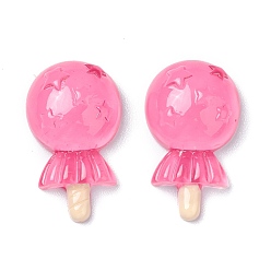 Deep Pink Resin Cabochons, Lollipop with Star, Deep Pink, 27.5x16x8mm