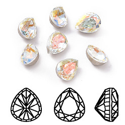 Light Crystal AB K 9 кабошоны из стеклянного страза, задние и задние, граненые, слеза, свет кристалл AB, 8x6x5 мм