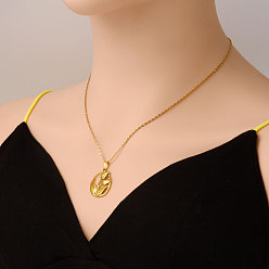 Настоящее золото 18K 304 ожерелья с подвесками в виде цветов из нержавеющей стали для женщин, реальный 18 k позолоченный, 17.72 дюйм (45 см)