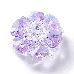 Lilas Perles de verre tissées, perles de cluster, lotus, lilas, 38x22mm, Trou: 8mm