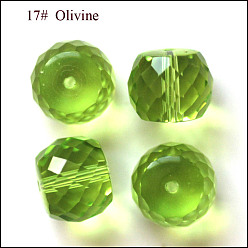 Желто-Зеленый Имитация Австрийские кристаллические шарики, класс AAA, граненые, барабан, желто-зеленый, 10x8 мм, отверстие : 0.9~1 мм