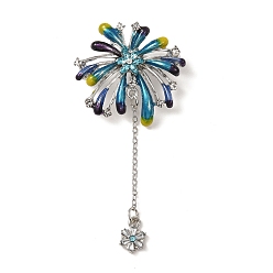 Темно-Голубой Эмалированные значки с изображением фейерверков, штыри отворотом сплава горного хрусталя для одежды рюкзака, платина, глубокое синее небо, 72x36.5 мм