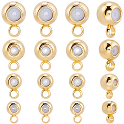 Настоящее золото 18K 60шт 4 стили латунные трубчатые дужки, с резиновой заглушкой, круглые, стойки покрытие, без никеля , реальный 18 k позолоченный, 5~8.5x3.5~6x2.5~4.5 мм, отверстие : 1.2~1.8 мм, 15 шт / стиль