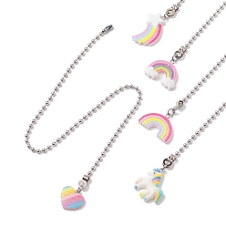 Mixed Shapes Удлинители цепи потолочного вентилятора из смолы, с цепями железный шар, радуга, единорог, звезда и сердце, разнообразные, 332~342 мм, Кулон : 17~31.5x18.5~26.5x3.5~5 мм