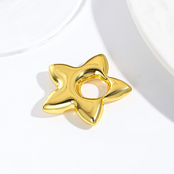 Золотой Латунные подвески, звезда, золотые, 32x33.5x6.5 мм, отверстие : 10x10 мм