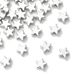 Real Platinum Plated SHEGRACE Brass Star Beads, Cadmium Free & Nickel Free & Lead Free, Real Platinum Plated, 5x5.5x3mm, Hole: 1mm