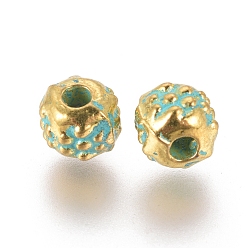 Golden & Green Patina Alloy Beads, Rondelle, Bumpy, Golden & Green Patina, 4.2x3.8mm, Hole: 1.2mm