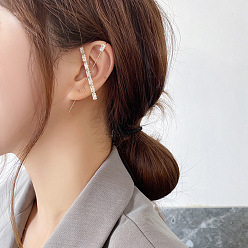 Rectangle Латунные серьги-манжеты из прозрачного кубического циркония, золотые, прямоугольные, 74 мм