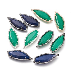 (52) Непрозрачная лаванда Природного нефрита подвески, с латунным микропаве, прозрачные кубические фианиты, граненые, геометрический, окрашенные, разноцветные, 38x15x4.3 мм, отверстие : 1.2 мм