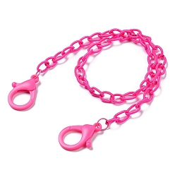 Deep Pink Personalized Nylon Cable Chain Necklaces, Eyeglass Chains, Handbag Chains, with Plastic Lobster Claw Clasps, Deep Pink, 50cm