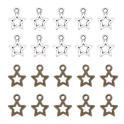 Mixed Color Tibetan Style Alloy Charms, Star, Mixed Color, 12x10mm, Hole: 2mm, 120pcs/color, 240pcs/box