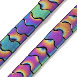 (966) Внутренний цвет Кристалл / Лиловато-лиловый на подкладке Синтетических немагнитных гематит бисер нитей, долговечный, матовый стиль, форма волны, 2-луночное, с покрытием цвета радуги, 7.5~8x8x3 мм, отверстие : 1 мм, около 68 шт / нитка, 15.35'' (39 см)