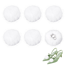 Белый Помпон из волокна, для шапок обувь шарфы подвески на сумку аксессуары, с зажимами, белые, 50 мм