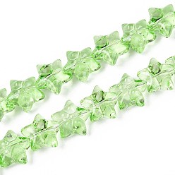 Бледно-Зеленый Выпечка краска бисер пряди, звезда и бантом, бледно-зеленый, 13.5~14x14~15x7.5~8.5 мм, отверстие : 0.8~0.9 мм, около 49~50 шт / нитка, 23.62~24.02 дюйм (60~61 см)