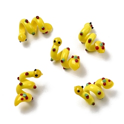 Желтый Эмалевые бусины ручной работы в технике лэмпворк, змея, неровный, желтые, 27.5~31.5x15~20x14~16 мм, отверстие : 5~6 мм
