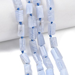 Синий Кружевый Агат Натуральный голубой кружевной агат бисер нитей, колонка, граненые, 9.5~13x4.5~8x4~7.5 мм, отверстие : 0.8~1 мм, около 28~34 шт / нитка, 15.35~15.94'' (39~40.5 см)