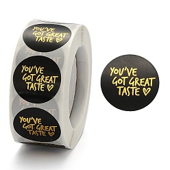 Noir Autocollants autocollants en papier kraft autocollants, étiquettes adhésives, pour le festival, Noël, cadeaux de vacances, avec un mot vous avez bon goût, noir, autocollant: 25 mm, 500pcs / roll