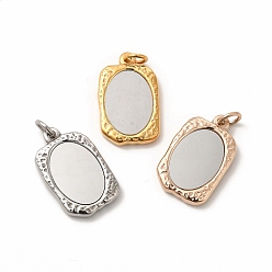 Mixed Color 304 Stainless Steel Pendants, with Jump Rings, Rectangle, Mixed Color, 23x14.5x3mm, Hole: 4mm