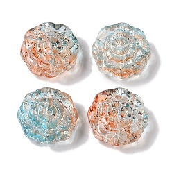 Персиковый Слойка Краски для выпечки стеклянные бусины, цветок, розовые, 15x15.5x6.5 мм, отверстие : 1.2 мм