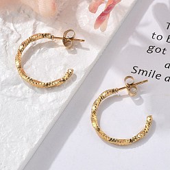 Настоящее золото 18K 304 серьги-гвоздики из нержавеющей стали c-образной формы, ионное покрытие (ip), реальный 18 k позолоченный, 20x2 мм