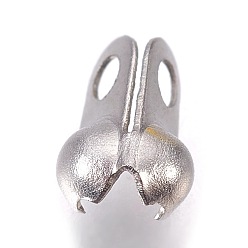 Stainless Steel Color 304 Stainless Steel Bead Tips, Calotte Ends, Clamshell Knot Cover, Stainless Steel Color, 5.5x2.5mm, Hole: 1.2mm, Inner Diameter: 2mm