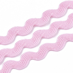Бледно-Розовый Ленты из полипропиленового волокна, форма волны, розовый жемчуг, 7~8 мм, 15 двор / пачка, 6 расслоения / мешок