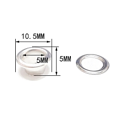 Серебро Латунные втулки, с железной прокладкой, для изготовления пакетов, плоско-круглые, серебряные, 1x0.5 см, отверстие : 5 мм