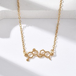 Настоящее золото 18K 304 ожерелья с подвесками из нержавеющей стали с химическими символами, реальный 18 k позолоченный, 25.16 дюйм (63.9 см)