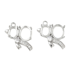 Платина Кулон из латуни, микропаве, прозрачный кубический цирконий, подвеска, кабошон, подвески из лент, настройки открытой спины, платина, 16x17x4.5 мм, отверстие : 1.8 мм