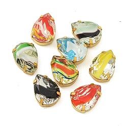 (52) Непрозрачная лаванда Шить на горный хрусталь, многожильные звенья из стекла, хрусталя и стразов, с настройками латуни, аксессуары для одежды, слеза, разноцветные, 18x13x8.5 мм, отверстие : 1.2 мм