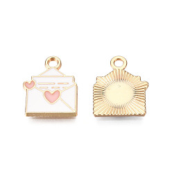 Pink Подвески из эмали и сплава, золотой свет, буквы, розовые, 15.5x12.5x2 мм, отверстие : 2 мм