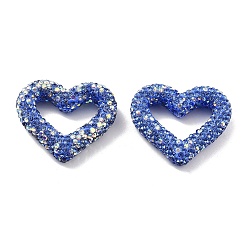Свет Сапфира Бусины из полимерной глины в форме сердца со стразами, Фокальные бусины для самодельного брелока для телефона, принадлежности для изготовления ручек и ювелирных изделий, света сапфир, 27.5x33.5x8 мм, отверстие : 2 мм