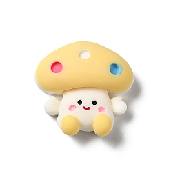 Желтый Непрозрачные кабошоны из смолы, гриб, желтые, 23.5x25x10 мм