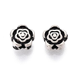 Античное Серебро 925 шарики стерлингового серебра, цветок, античное серебро, 5.5x5.5x3 мм, отверстие : 1~1.2 мм