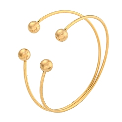 Настоящее золото 18K Ионное покрытие (IP) 304 браслет-манжета из нержавеющей стали для женщин, круглые, реальный 18 k позолоченный, внутренний диаметр: 2-1/4x2-1/2 дюйм (5.8x6.3 см)