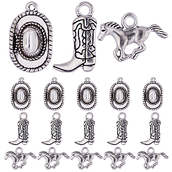Античное Серебро 90 шт 3 подвески из сплава в тибетском стиле, ковбойские сапоги, лошадь и шляпа, античное серебро, 14~22x11~21x2~5 мм, отверстие : 2~2.5 мм, 30 шт / стиль