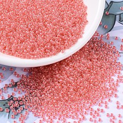 (RR204) Coral Lined Crystal Миюки круглые бусины рокайль, японский бисер, (rr 204) кристалл, облицованный кораллами, 11/0, 2x1.3 мм, Отверстие : 0.8 мм , около 5500 шт / 50 г