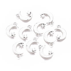  Подвески из сплава , для изготовления аксессуаров своими руками, Луна и звезды, античное серебро, 17x11x1 мм, отверстие : 1.8 мм