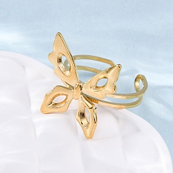 Бабочка 304 из нержавеющей стали Манжета кольца для женщин, реальный 18 k позолоченный, бабочка, размер США 9 1/2 (19.3 мм)