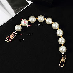 Light Gold Plastic Imitation Pearl Beads Bag Handles, with Metal Clasp, for Bag Straps Replacement Accessories, Light Gold, 29.5x1.95cm