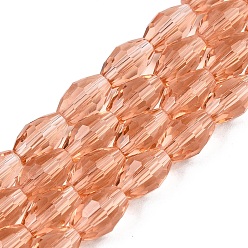 Сэнди Коричневый Прозрачные стеклянные бусины, граненые, овальные, песчаный коричневый, 8x5.5 мм, отверстие : 1 мм, около 68~70 шт / нитка, 20.07~20.86 дюйм (51~53 см)